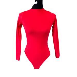 New Skims Red Essential Long Sleeve Crew Neck Bodysuit Size S-M